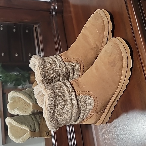 BearPaw Shoes - Bearpaw Virginia Womens 8 Pullon Chestnut Suede Woven Tan Upper